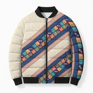 Zimbabwe Heritage Bomber Puffer Jacket Screen Print Animals Motif