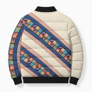 Zimbabwe Heritage Bomber Puffer Jacket Screen Print Animals Motif