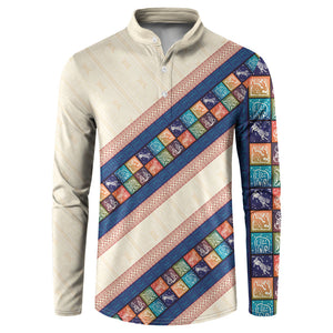 Zimbabwe Heritage Button Sweatshirt Screen Print Animals Motif