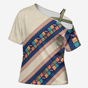 Zimbabwe Heritage Cross Shoulder Shirt Screen Print Animals Motif