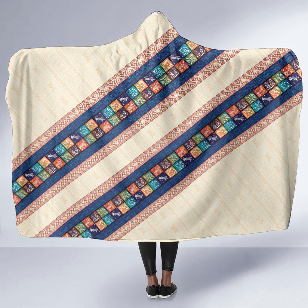 Zimbabwe Heritage Hooded Blanket Screen Print Animals Motif