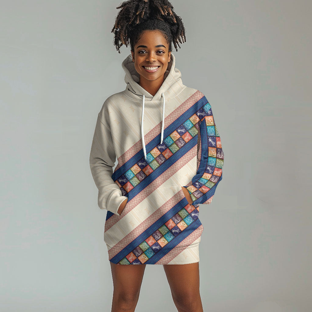 Zimbabwe Heritage Hoodie Dress Screen Print Animals Motif