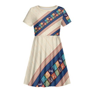 Zimbabwe Heritage Kid Short Sleeve Dress Screen Print Animals Motif