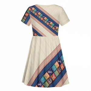 Zimbabwe Heritage Kid Short Sleeve Dress Screen Print Animals Motif