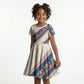 Zimbabwe Heritage Kid Short Sleeve Dress Screen Print Animals Motif