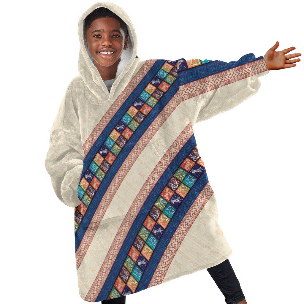 Zimbabwe Heritage Kid Wearable Blanket Hoodie Screen Print Animals Motif