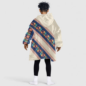 Zimbabwe Heritage Kid Wearable Blanket Hoodie Screen Print Animals Motif