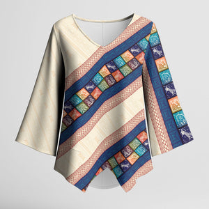 Zimbabwe Heritage Kimono Sleeve Blouse Screen Print Animals Motif