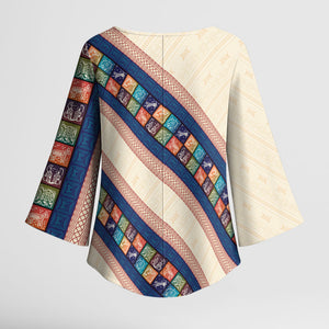 Zimbabwe Heritage Kimono Sleeve Blouse Screen Print Animals Motif