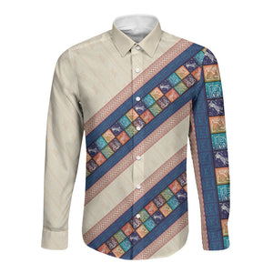 Zimbabwe Heritage Long Sleeve Button Shirt Screen Print Animals Motif