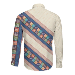 Zimbabwe Heritage Long Sleeve Button Shirt Screen Print Animals Motif