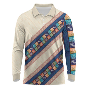 Zimbabwe Heritage Long Sleeve Polo Shirt Screen Print Animals Motif