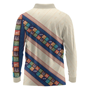 Zimbabwe Heritage Long Sleeve Polo Shirt Screen Print Animals Motif