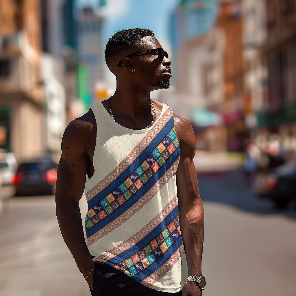 Zimbabwe Heritage Men Tank Top Screen Print Animals Motif