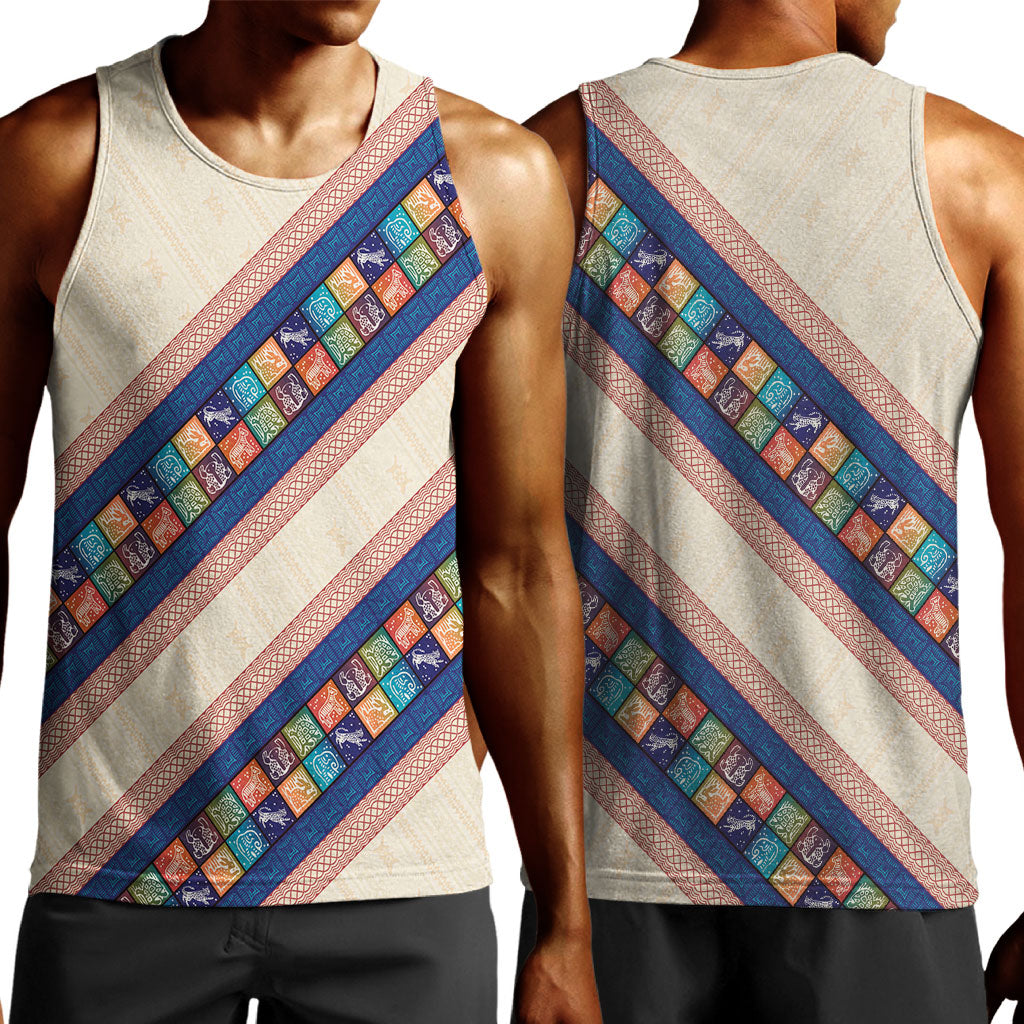Zimbabwe Heritage Men Tank Top Screen Print Animals Motif
