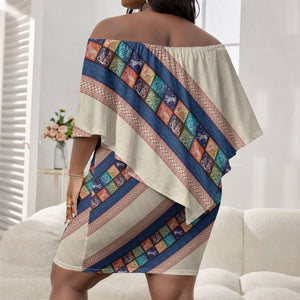 Zimbabwe Heritage Off Shoulder Short Dress Screen Print Animals Motif