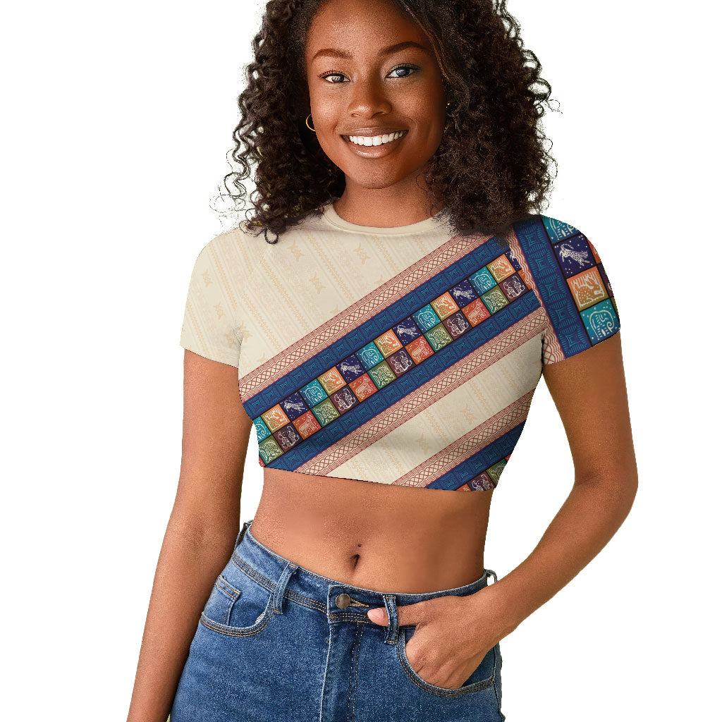 Zimbabwe Heritage Raglan Cropped T shirt Screen Print Animals Motif