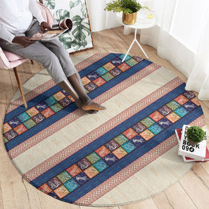Zimbabwe Heritage Round Carpet Screen Print Animals Motif
