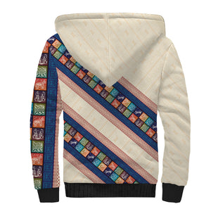 Zimbabwe Heritage Sherpa Hoodie Screen Print Animals Motif