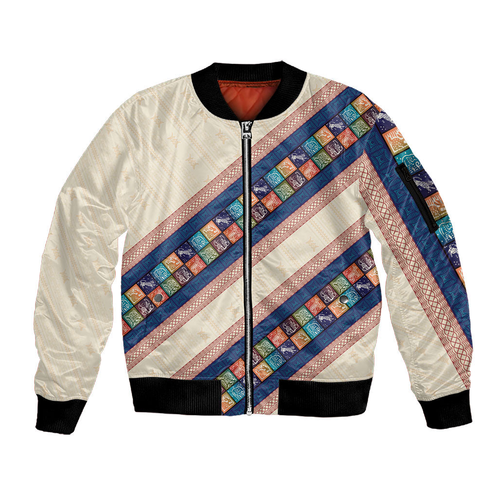 Zimbabwe Heritage Sleeve Zip Bomber Jacket Screen Print Animals Motif