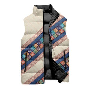 Zimbabwe Heritage Sleeveless Puffer Jacket Screen Print Animals Motif
