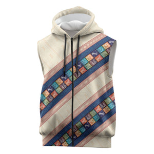 Zimbabwe Heritage Sleeveless Zip Hoodie Screen Print Animals Motif