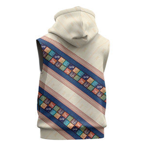 Zimbabwe Heritage Sleeveless Zip Hoodie Screen Print Animals Motif