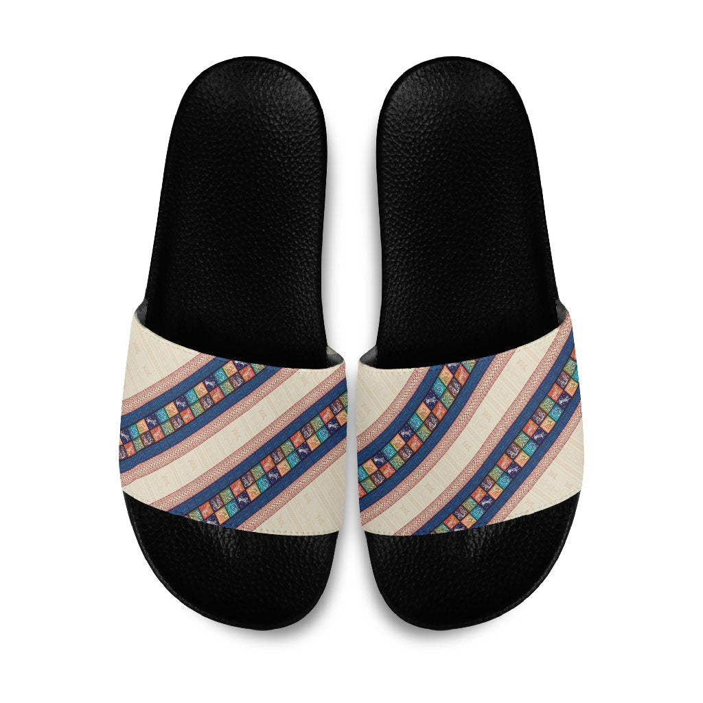 Zimbabwe Heritage Slide Sandals Screen Print Animals Motif