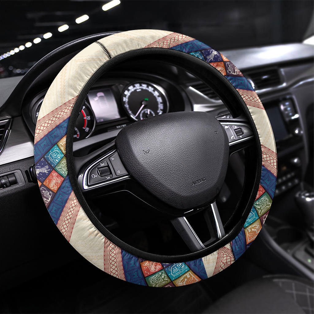 Zimbabwe Heritage Steering Wheel Cover Screen Print Animals Motif