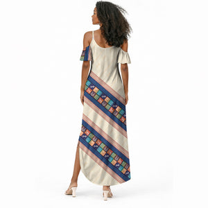 Zimbabwe Heritage Summer Maxi Dress Screen Print Animals Motif