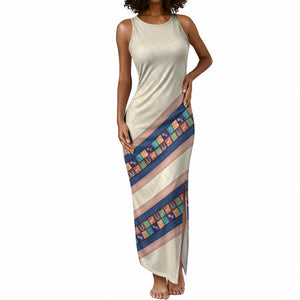 Zimbabwe Heritage Tank Maxi Dress Screen Print Animals Motif