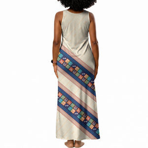 Zimbabwe Heritage Tank Maxi Dress Screen Print Animals Motif