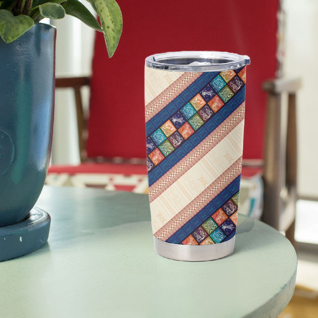Zimbabwe Heritage Tumbler Cup Screen Print Animals Motif