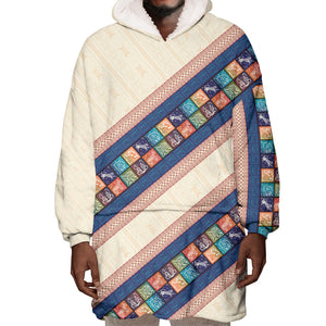 Zimbabwe Heritage Wearable Blanket Hoodie Screen Print Animals Motif