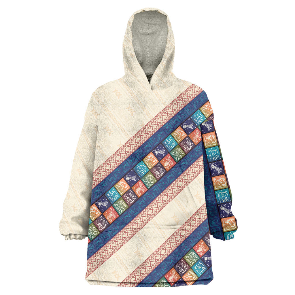 Zimbabwe Heritage Wearable Blanket Hoodie Screen Print Animals Motif