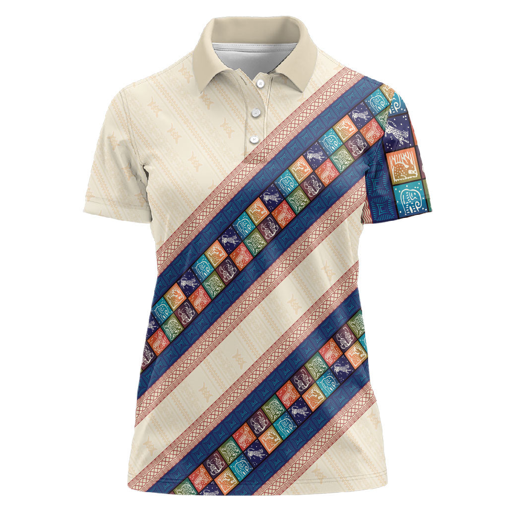 Zimbabwe Heritage Women Polo Shirt Screen Print Animals Motif