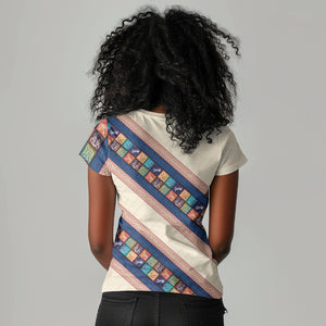 Zimbabwe Heritage Women V-Neck T-Shirt Screen Print Animals Motif