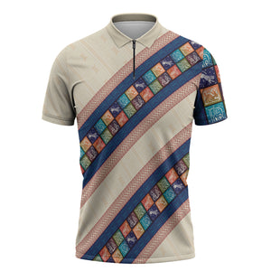 Zimbabwe Heritage Zipper Polo Shirt Screen Print Animals Motif