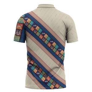 Zimbabwe Heritage Zipper Polo Shirt Screen Print Animals Motif