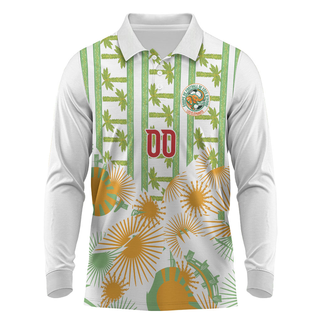 Custom Ivory Coast Heritage Elephants Never Fall Long Sleeve Polo Shirt