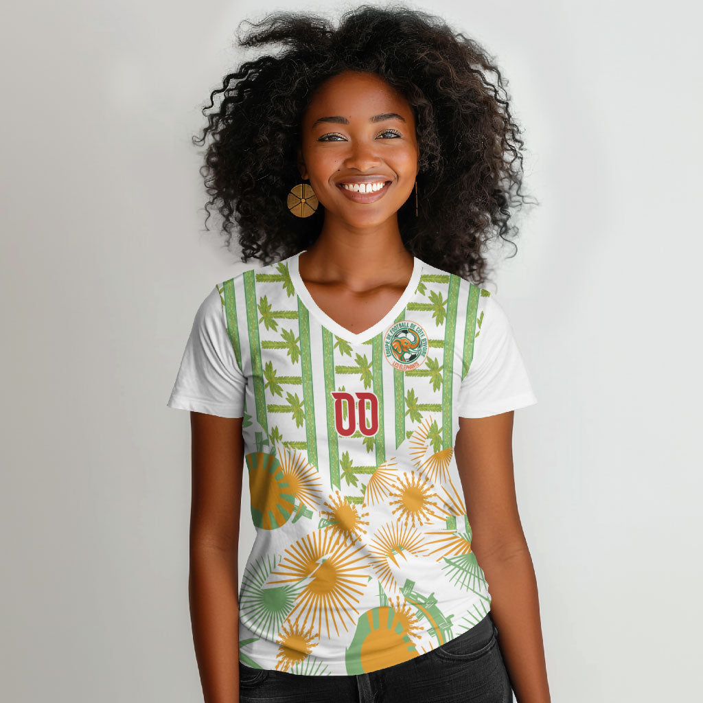 Custom Ivory Coast Heritage Elephants Never Fall Women V-Neck T-Shirt