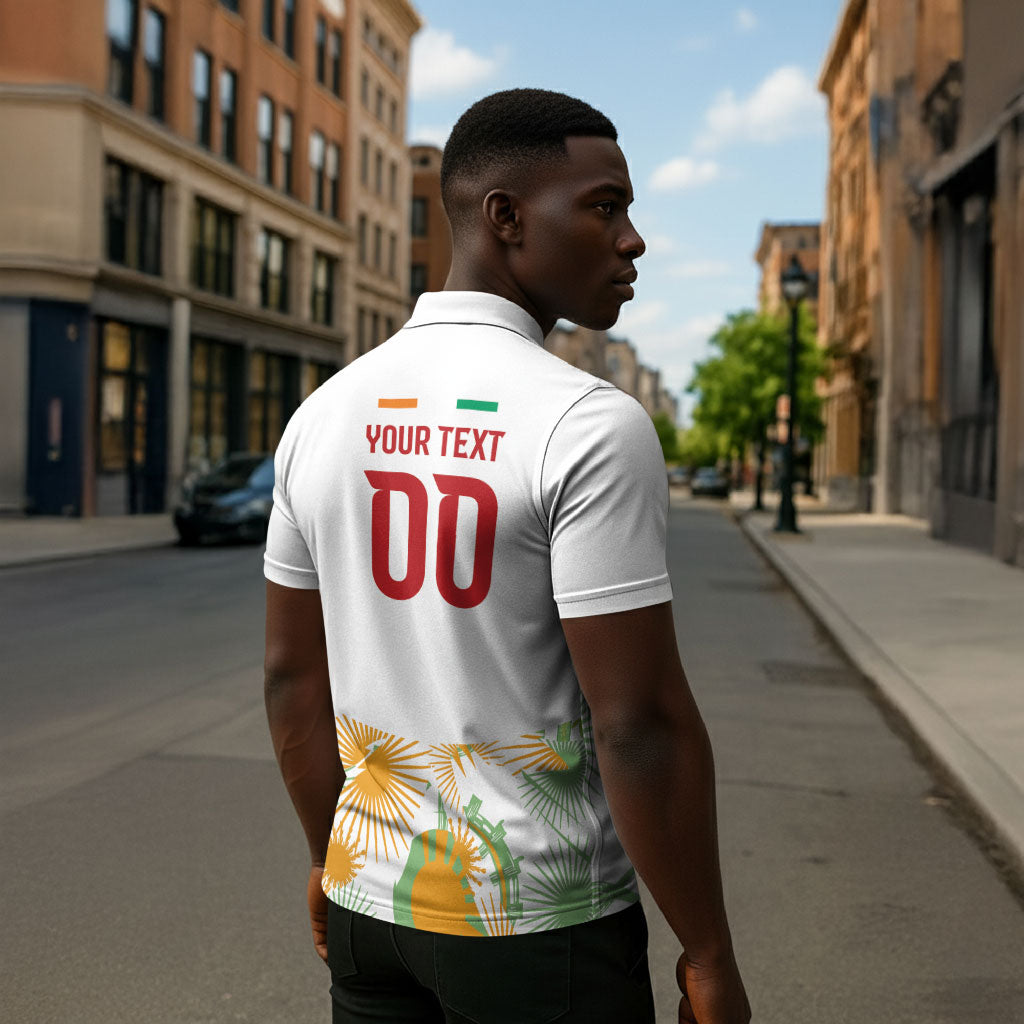 Custom Ivory Coast Heritage Elephants Never Fall Zipper Polo Shirt
