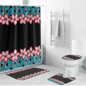 African Adenium Multiflorum Flowers Bathroom Set with Kente Style