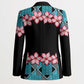 African Adenium Multiflorum Flowers Blazer with Kente Style