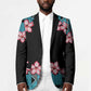 African Adenium Multiflorum Flowers Blazer with Kente Style