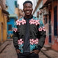 African Adenium Multiflorum Flowers Bomber Jacket with Kente Style