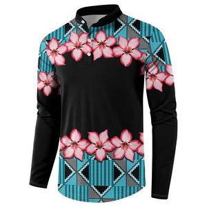 African Adenium Multiflorum Flowers Button Sweatshirt with Kente Style