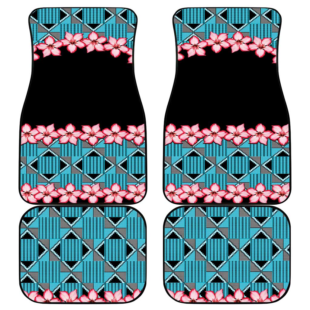 African Adenium Multiflorum Flowers Car Mats with Kente Style
