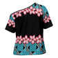 African Adenium Multiflorum Flowers Cross Shoulder Shirt with Kente Style