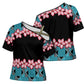 African Adenium Multiflorum Flowers Cross Shoulder Shirt with Kente Style